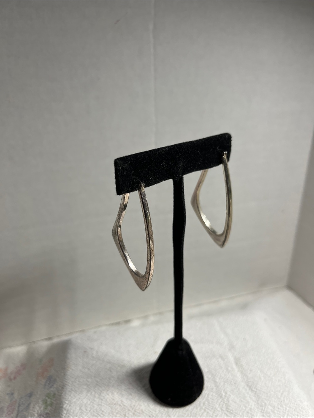 Silver Tone  Geometric Hoop Earrings